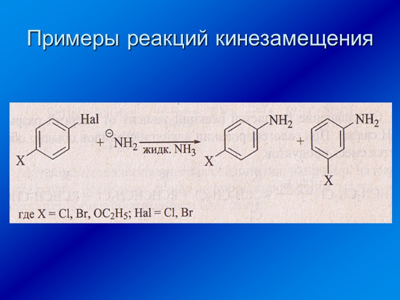 Примеры реакций кинезамещения